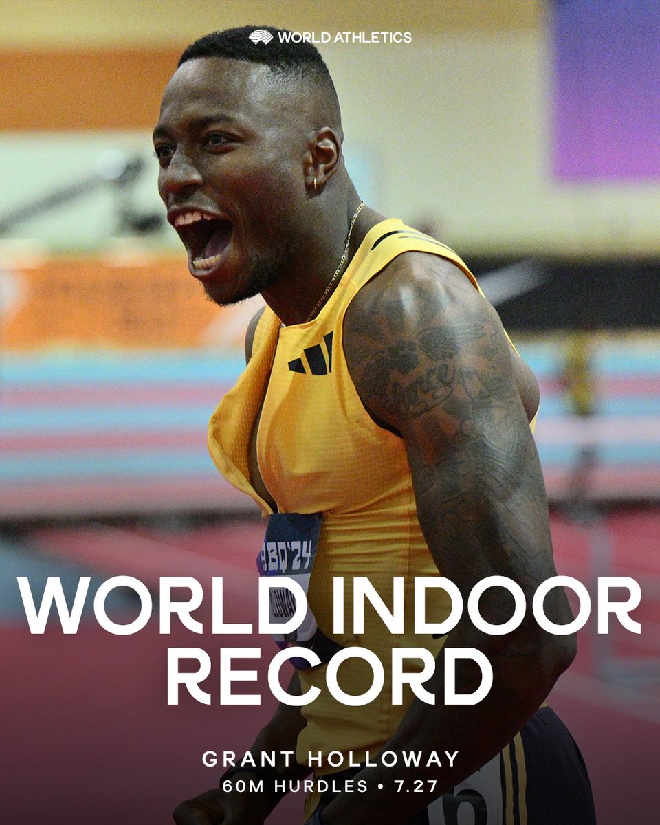 WorldAthletics's tweet image. He cannot be stopped 😮‍💨

@Flaamingoo_ breaks the men’s 60m hurdles world indoor record with 7.27. 

Unbelievable.