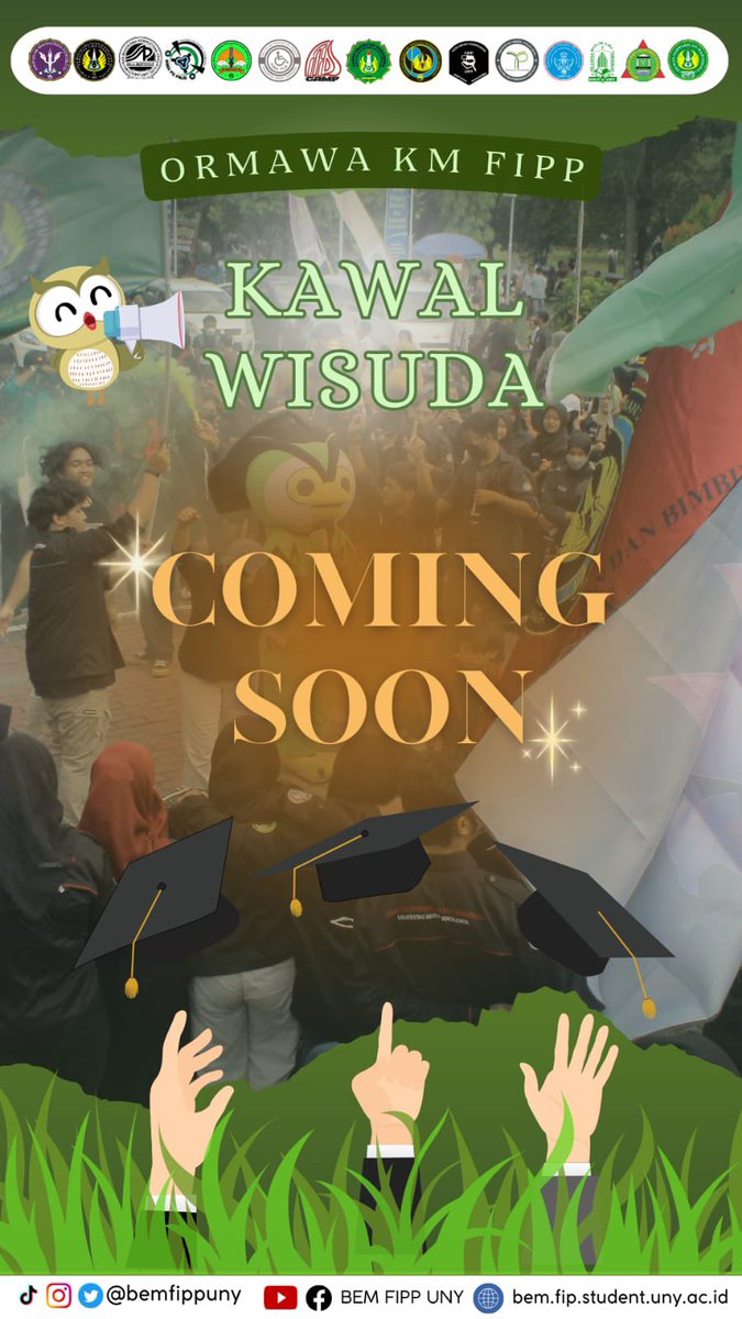 COMING SOON WISUDARIA PERIODE FEBRUARI 2024

Wisudaria KM FIPP UNY, kegiatan untuk memeriahkan kelulusan Mahasiswa FIPP UNY Periode 2024. 

📢 Terbuka untuk seluruh mahasiswa aktif FIPP UNY

See you soon at Wisudaria 2024!!!
GAADA KAMU, KURANG SATU!

Feo!Feo!!Feo!!! 🦉😎