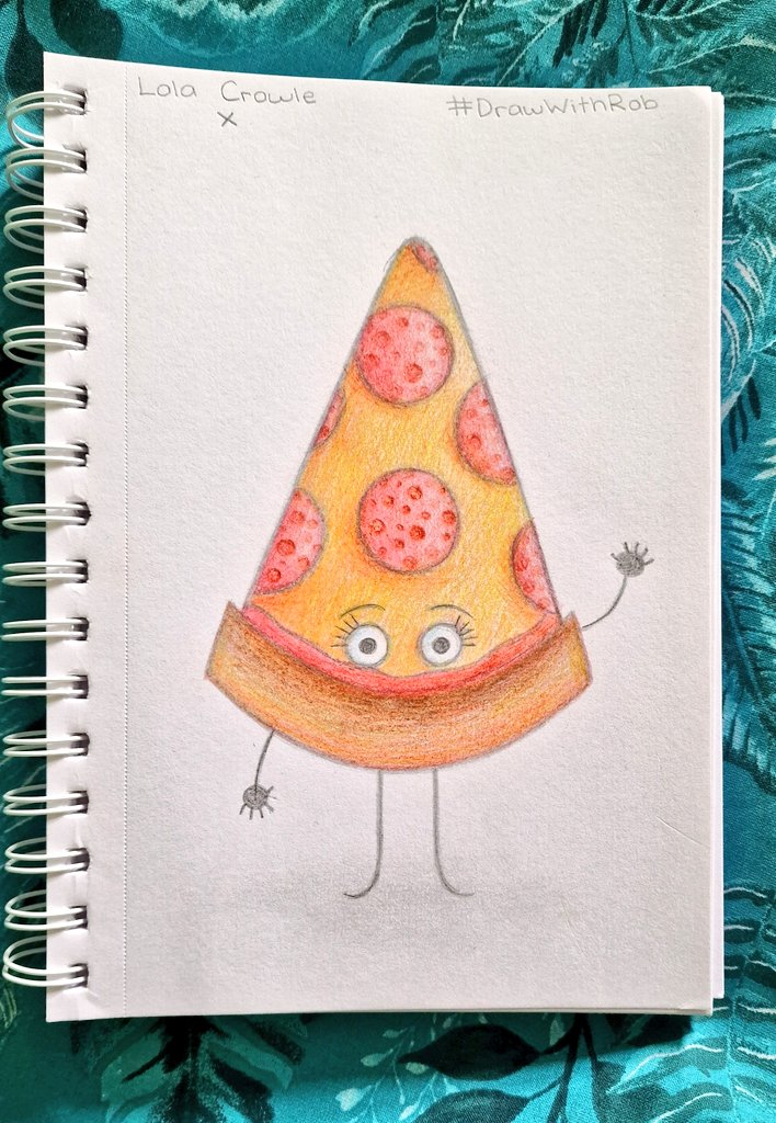 Hey @RobBiddulph, I hope you and your family are well. It has been a long while since we have shared one of Lola's sketches. I have managed to persuade her to allow me to send you this, so you know that she is still on the #DrawWithRob journey with you 🥰🍕
