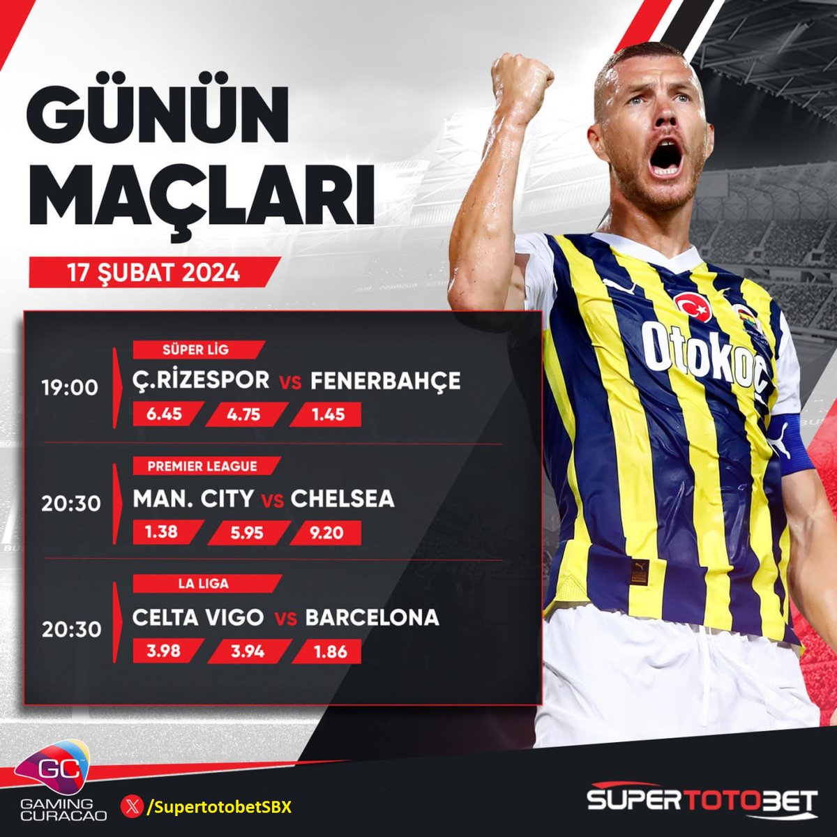 Süpertotobet'te Günün Karşılaşmaları

🤩Ç.Rizespor🆚#Fenerbahçe
🤩Man. City🆚#Chelsea
🤩Celtavigo🆚#Barcelona

Günün Öne Çıkan Yüksek Oranlı Karşılaşmaları!