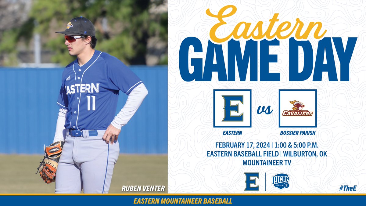 Home Opener (Take 2)! The Mountaineers will host Bossier Parish in their first home games of the year! Come out and support! #TheE #NJCAABSB ⚾️ vs. @BPCC_BASEBALL ⏰ 1 & 5 PM 🏟️ Eastern Baseball Field 📍 Wilburton, OK 📺 citylinktv.com/.../east-oklah…...