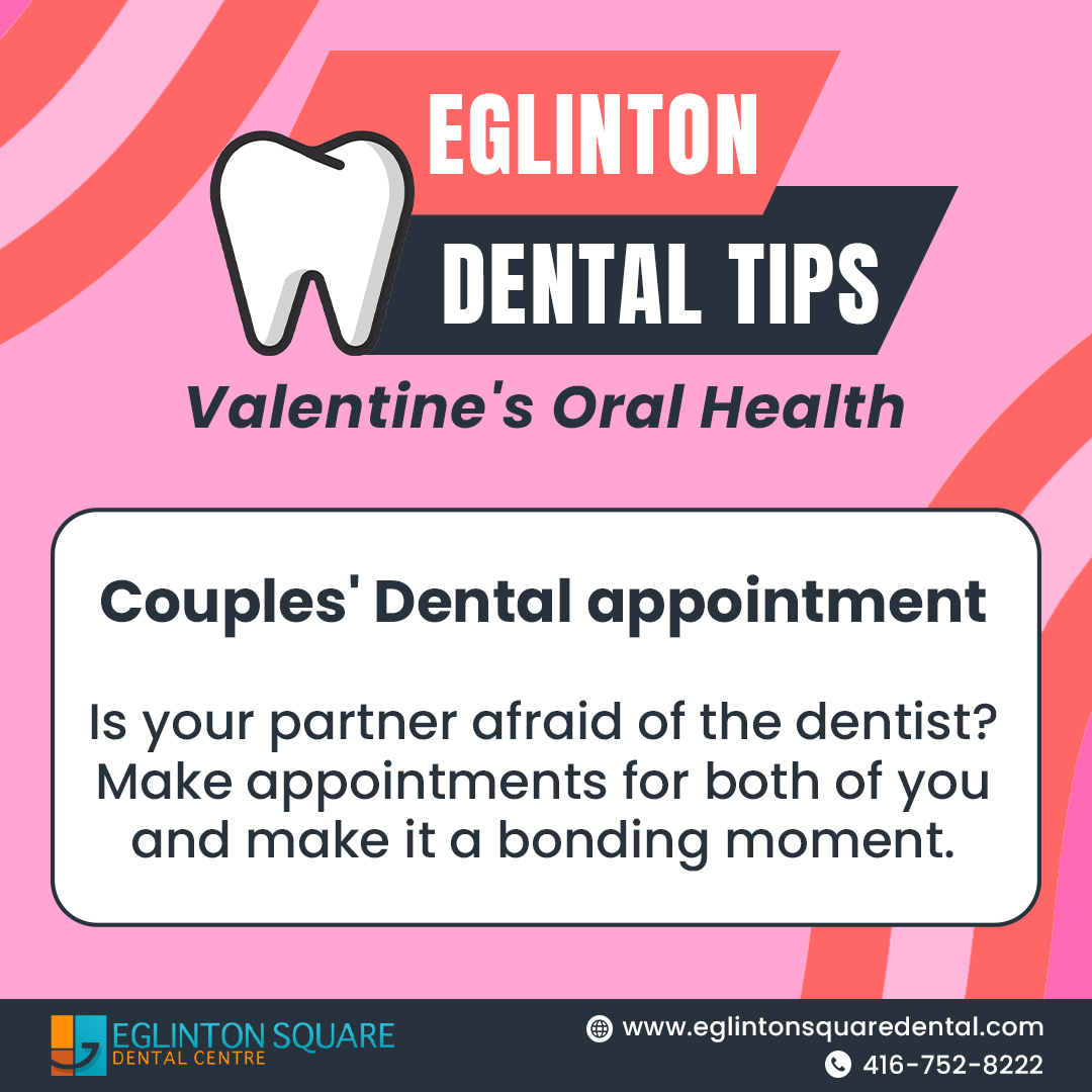 Love your smile this Valentine's weekend 😍Supporting each other's oral health journey makes for a unique and caring bonding experience 💑🦷 #Love #DentalTips #ValentineDay #EglintonSquareDental #EglintonDentalCare #EglintonSquare #dentist #dentalcare #Scarborough #Toronto #Smile