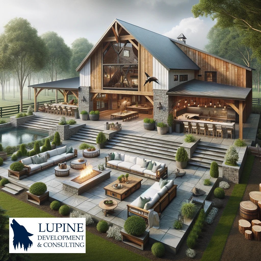 🏡 Discover the blend of rustic and modern with Lupine Development & Consulting! 🌟 From sleek designs and luxurious suites to expansive outdoor areas, we craft unique living spaces. 🛠️🌿🔥 Create your ideal home with us! #DesignbyLDC #Barndominiums #ModernRustic