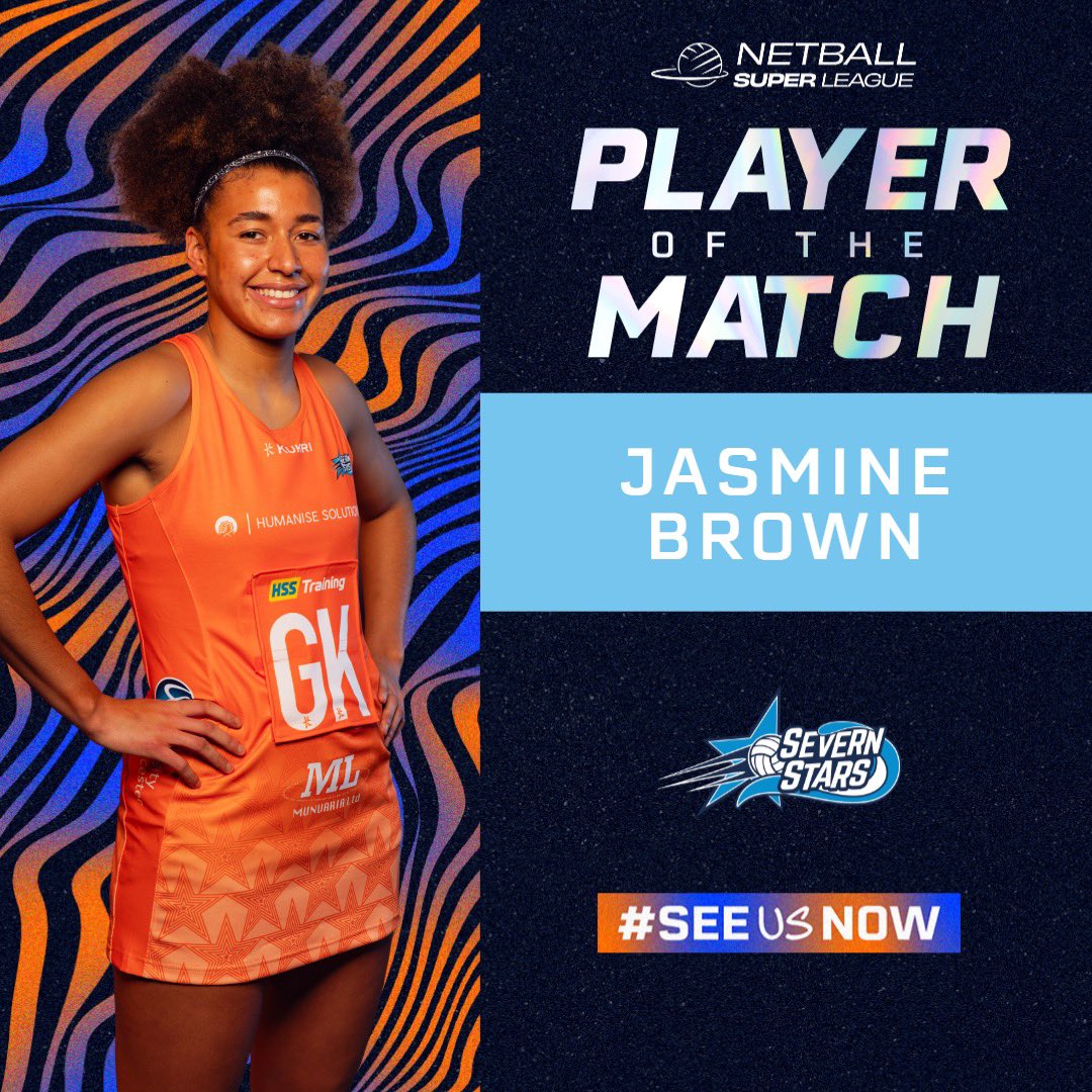 SevernStars's tweet image. 🌟PLAYER OF THE MATCH🌟

How about that performance from @jlbrownnn picking up 8 gains and 6 deflections 💥 earning herself a well deserved player of the match performance 🤩🙌

#UpTheStars #NSL2024 #SeeUsNow