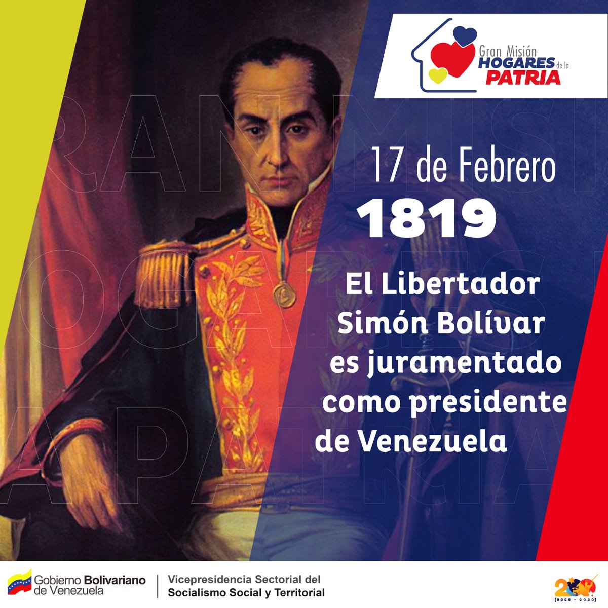 #EFEMÉRIDE🗓️| El #17Feb de 1819, El Libertador Simón Bolívar tomó el juramento como primer presidente de Venezuela. Este acontecimiento, es recordado como un momento clave en la historia del país, marcando el inicio de la era de la independencia y la democracia. #17Feb