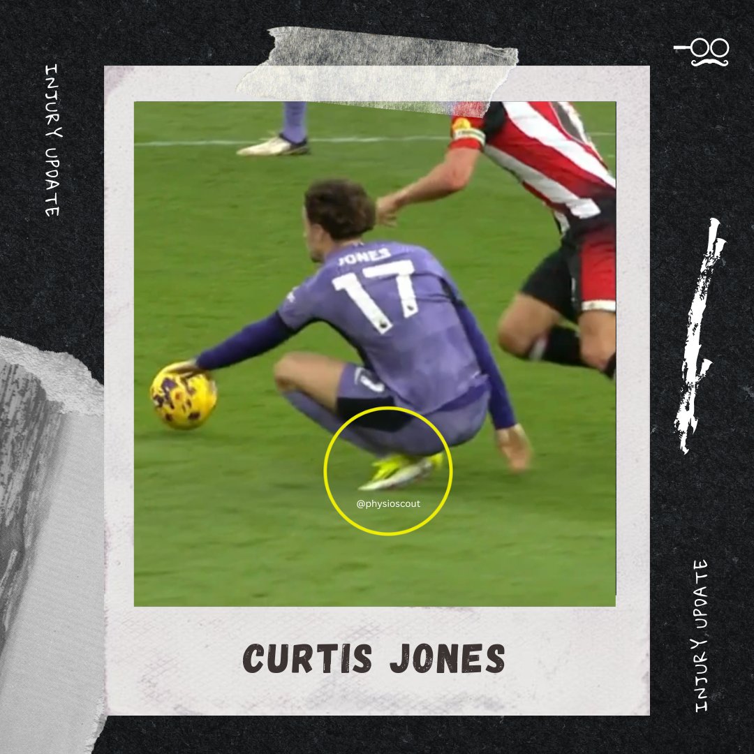 physioscout's tweet photo. Curtis Jones off in the first half with an ankle injury. Using video analysis, we believe the mechanism leads to a high-ankle sprain (syndesmosis). Need scans to confirm severity, as well as fracture component.

If high-ankle sprain: 6-10 wks w/ surgery.

#LFC #YNWA #LiverpoolFC https://t.co/UpZstkkZB3