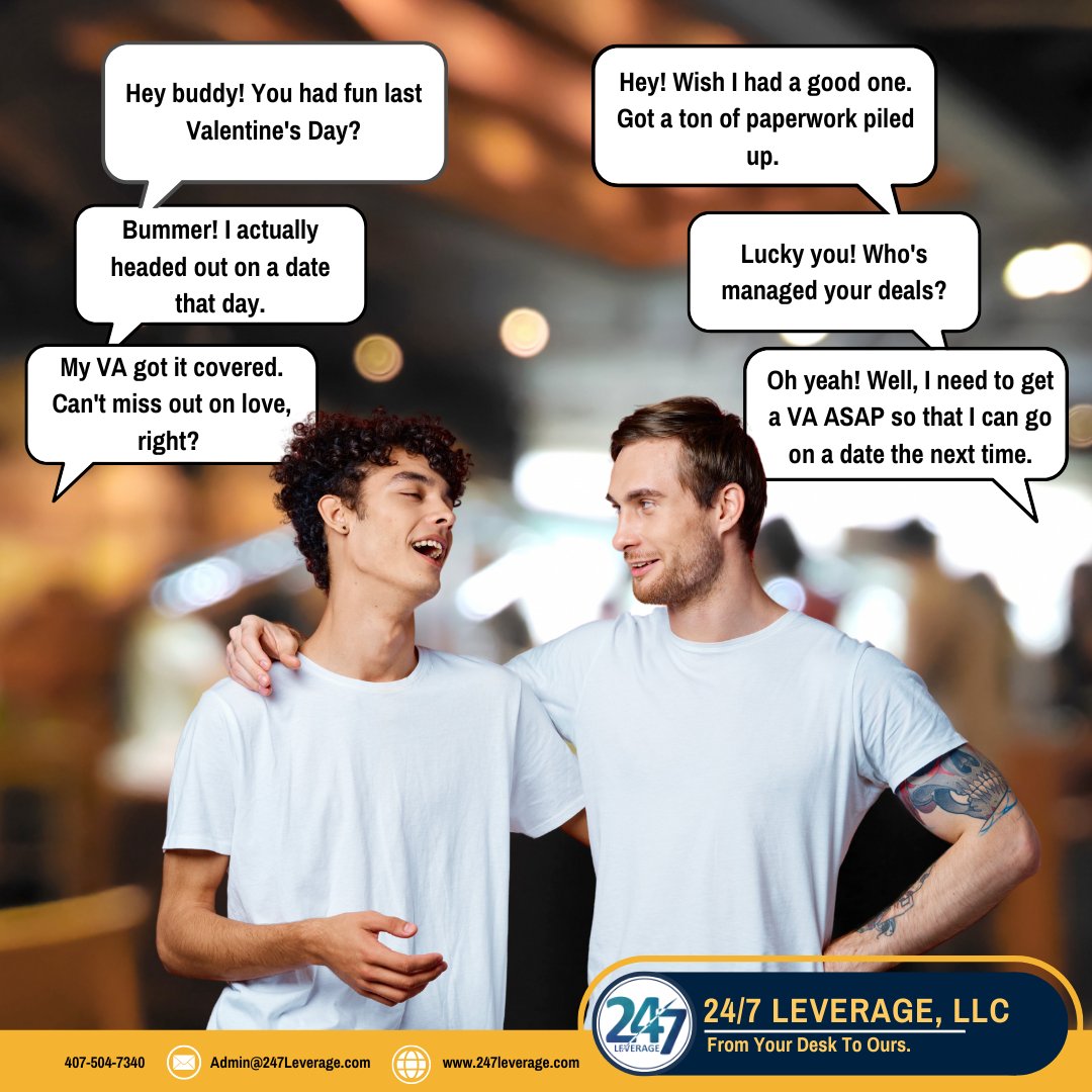 247_leverage's tweet photo. Delegate the deals, not the love, because even entrepreneurs need a happily ever after. 💕

Call us today!!!

#Virtualassistants #smallbusinesses #mwbe #businessowners #smallbusinessownertips #smallbizz #entrepreneurs #localbusiness #startup #realestateagent #eCommerce #retail https://t.co/DaBtlJ0elI