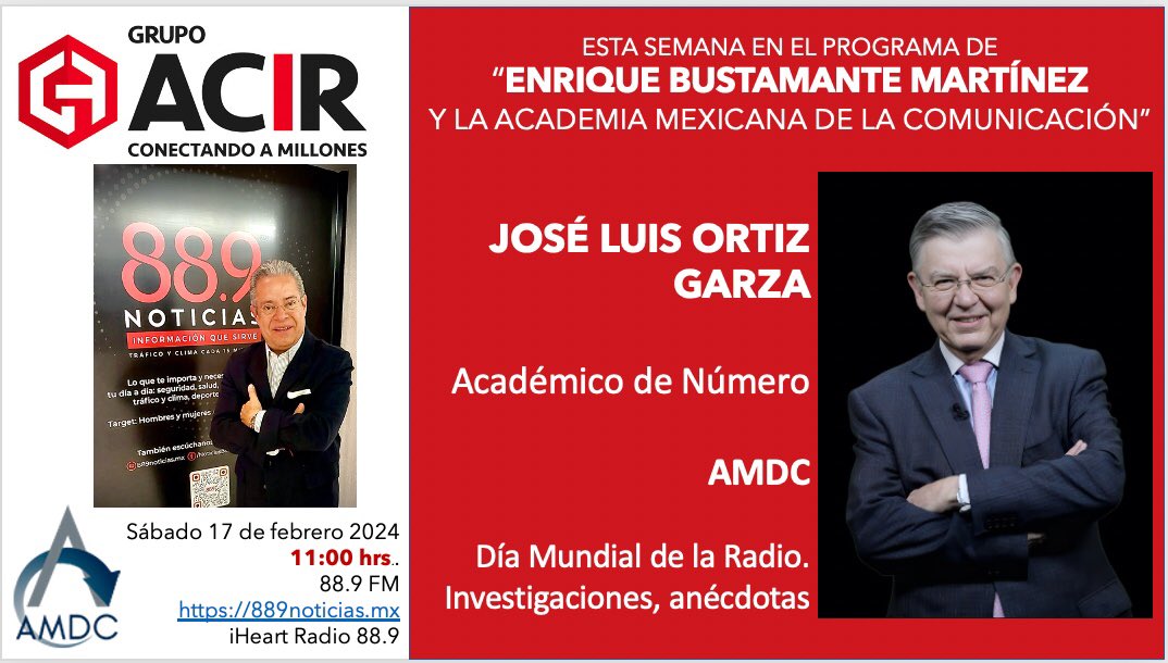 EnriqueB01's tweet photo. #MiProgramaDeRadio de la Academia Mexicana de la Comunicación, @jlortizgarza Académico de Número y VP de #AMDC experto investigador de la radio en MX y el mundo.
La Cápsula de Inteligencia Artificial de @jhidalgo
11:00 hrs en el 88.9 FM o https://t.co/SWkiBOmL0o y iHeart Radio https://t.co/e7WbiZcQJt