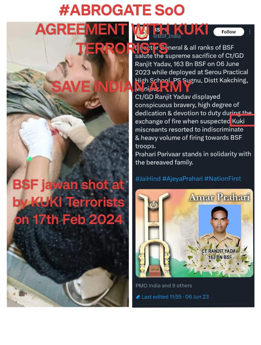 <a href="/LaishramSoma/">Soma Laishram</a> FLAGRANT DISREGARD for rules by Kuki militants in Manipur is deeply concerning. #Manipur
Please act swiftly to #AbrogateSoO and restore order.
<a href="/HMOIndia/">गृहमंत्री कार्यालय, HMO India</a> <a href="/NBirenSingh/">N. Biren Singh</a>
#IndiaUnderAttack