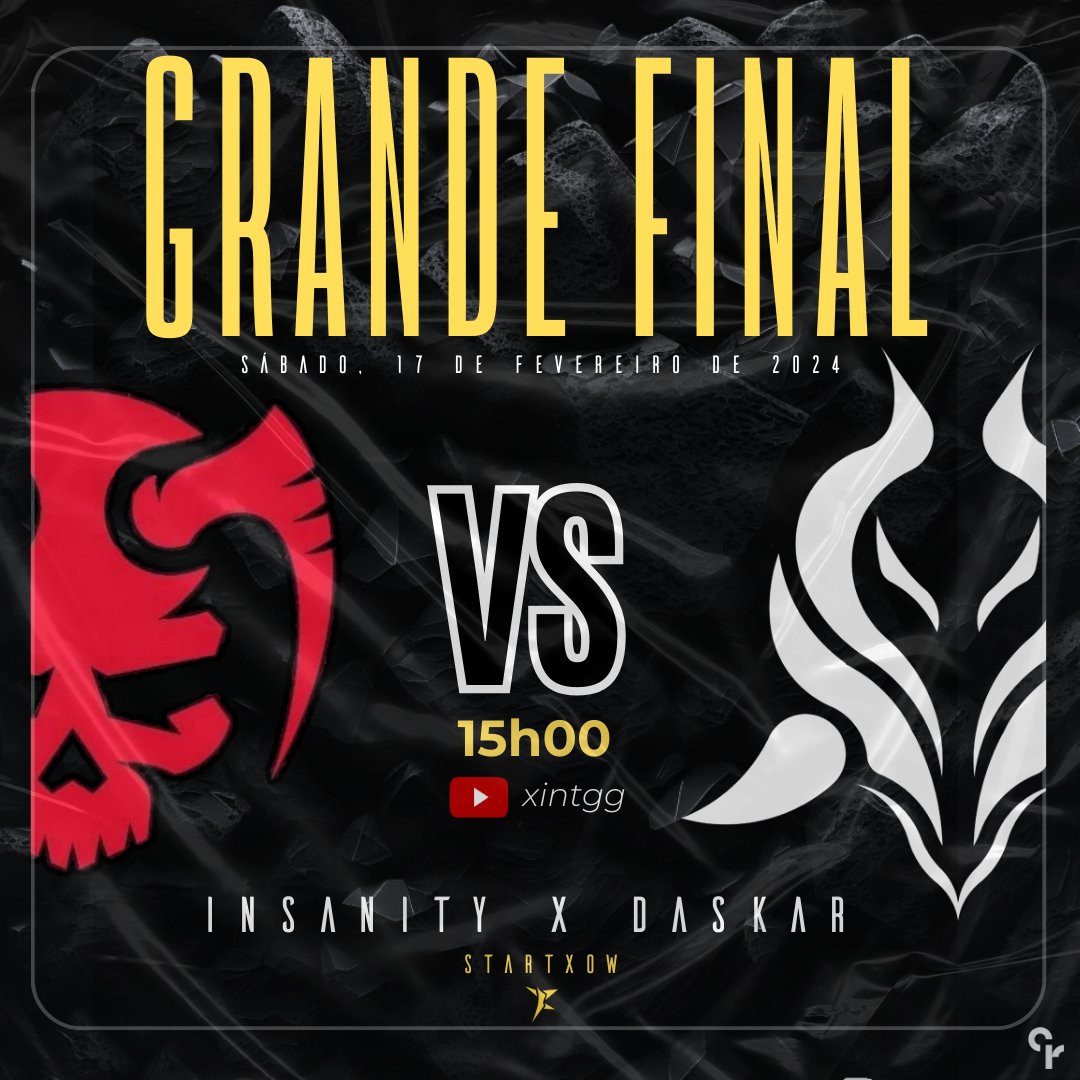 🏆 GRANDE FINAL - STARTXOW 2024 🏆

Hoje será a grande decisão do Xtrelato StartXow! E só da eles 🔥

Repetindo a última final, Insanity e Daskar retornam para decidir mais um título! 💥

⏰ Hoje, às 15h você acompanha todas as emoções ao vivo na tela do Xintgg no YouTube!