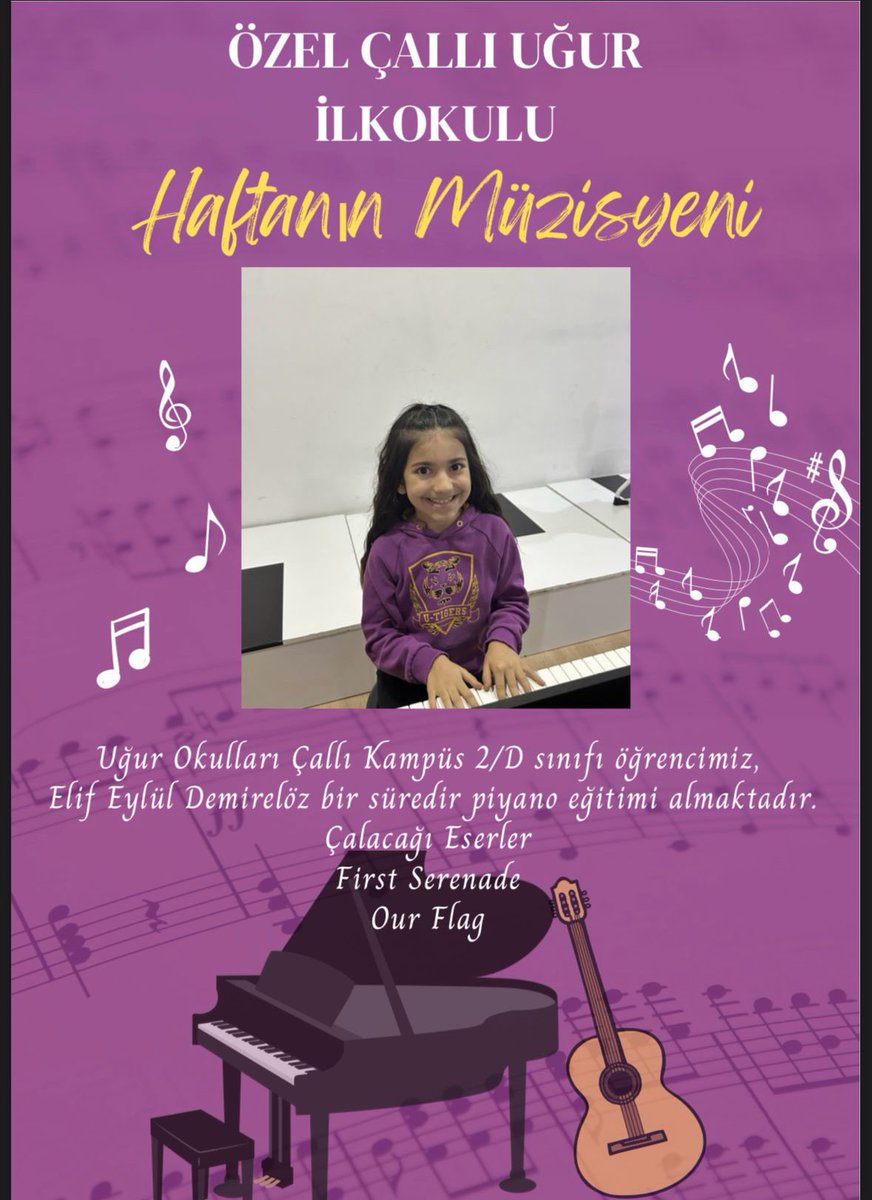 UOCalli's tweet photo. İLKOKUL HAFTANIN MÜZİSYENİ ELİF EYLÜL DEMİRELÖZ🎹
#HaftanınMüzisyeni etkinliğimizde bu hafta 2/D sınıfı öğrencimiz Elif Eylül DEMİRELÖZ bizlere harika bir dinleti hazırladı. Öğrencimizi tebrik eder, kendisine müzik hayatında başarılar dileriz.🎹 #UğurdaSanatVar #Utalent https://t.co/Z9pKfVYGc9