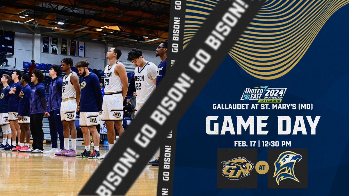 Gallaudet Men’s Basketball 🏀 Game Day ⏰ 12:30 PM 🆚 @smcseahawks 📍 St. Mary’s City 📹 smcmathletics.com/watch/?Live=47… 📊 smcmathletics.com/sidearmstats/m… #GUBison | #d3hoops