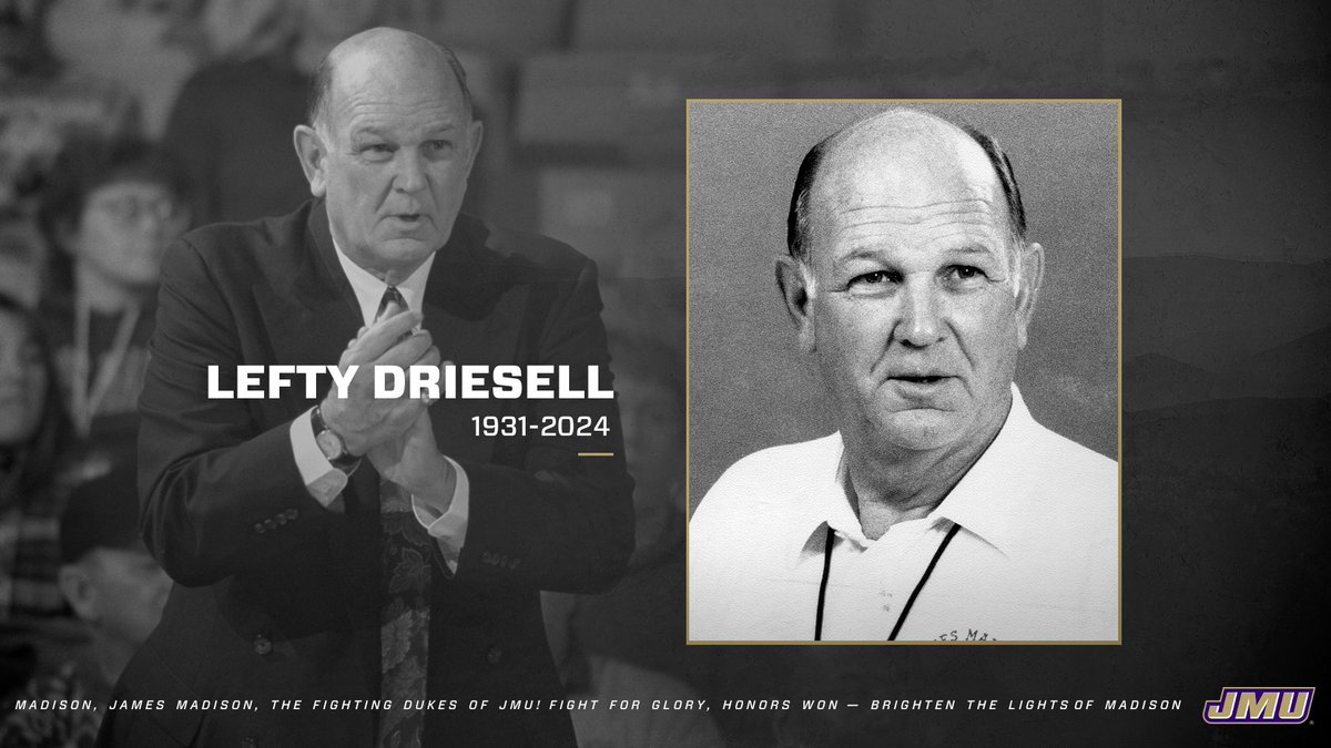 College basketball has lost a legend. Lefty Driesell made a remarkable, indelible impact - not only on <a href="/JMUMBasketball/">JMU Men's Basketball</a>, but on the entire sport. 

The thoughts of all of JMU Athletics are with his family and friends durning this time. 

📰 | bit.ly/49gOyYo

#GoDukes