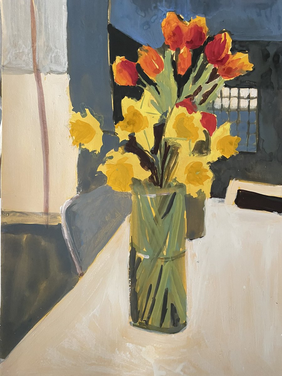 Btilloy's tweet photo. Les premières jonquilles et les tulipes du pays basque. 🌷💐
30x40
#gouache https://t.co/gPefrbdhss