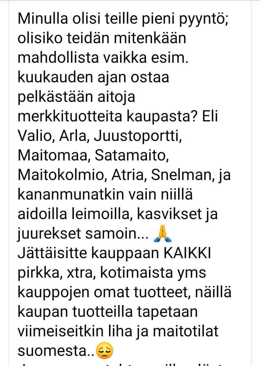 Ruuan tuottajiemme pyyntö: