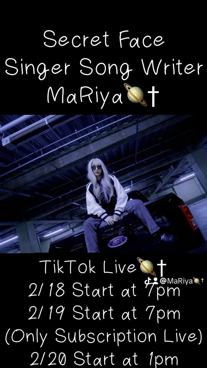 CP_mariya_ist's tweet photo. Secret Face
Singer Song Writer
MaRiya🪐†

TikTok Live
2/18 Start at 7pm
2/19 Start at 7pm
(↑Only Subscription Live)
2/20 start at 1:00pm
#MaRiyaSong

#TikTok https://t.co/W9TGeVZhWe https://t.co/x4LNZKS0RL