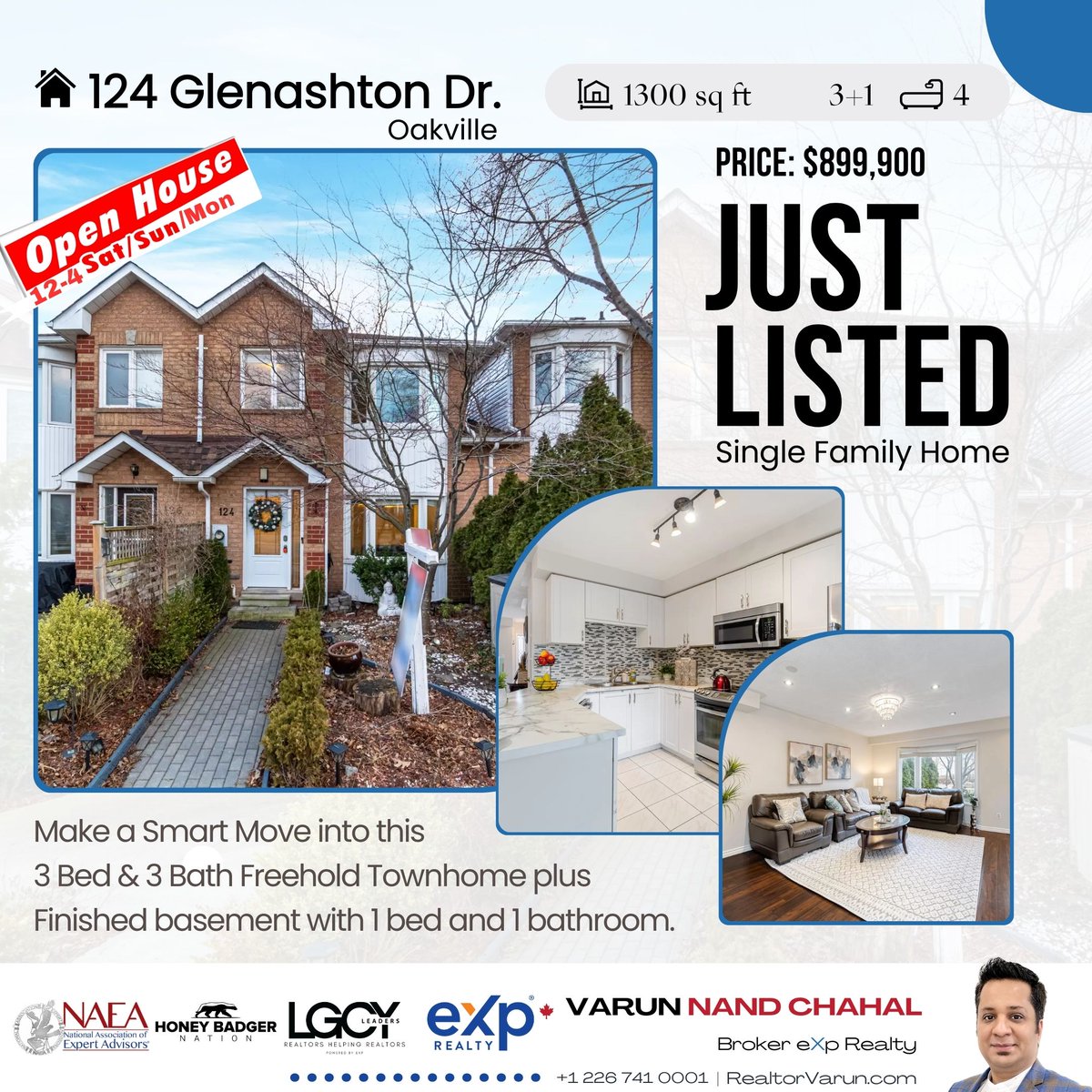JUST LISTED!
124 Glenashton Dr, Oakville 
Contact me now to book an exclusive showing!

3+1 Bed, 3+ 1 Bath
1300 Sqft, 2 Storey 
2 Car Parking
High rating Schools, Elite Neighbourhood

#JUSTLISTED #OAKVILLEREALESTATE #HOMEFORSALE #FIRSTTIMEBUYER #INVESTMENT  #INVESTINREALESTATE