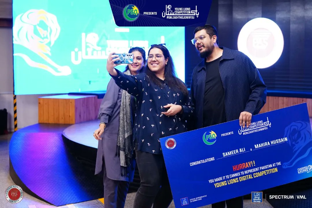 PASpk's tweet photo. Excited to announce the champions of the PAS Young Lions Digital Competition, Team Error404 from BBDO Pakistan, Sameer Ali and Mahira Hussain. They hacked a challenge set by PSO in 24 hours with their exceptional idea, leaving everyone impressed and inspired. https://t.co/Aw1r3Pl5BO