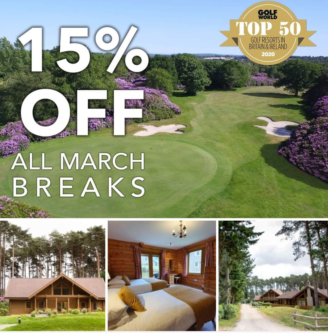 **15% OFF** ALL March Golf Breaks ⛳️
👉 STAY &amp; PLAY from £101.96pp
✨ 3 Course Dinner, Bed &amp; Breakfast with Golf included as standard
✨ TOP 50 GB&amp;I Golf Resort - Log Homes - Cottages - Hotel

March 2024 - 1N2R £126.50pp
April 2024 - 1N 2R £149.00pp

dorsetgolfresort.com
