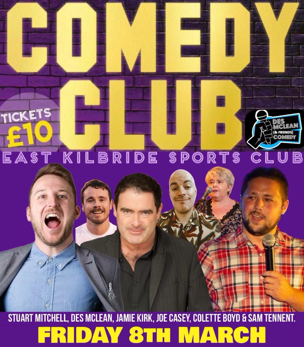 ON SALE NOW‼️EK COMEDY CLUB FOR MARCH 🥳 Always an amazing line up of Comedy for only £10!! Yes a tenner..😳 Tix from @EastKilbrideSC Or book online seetickets.com/tour/comedy-ni…