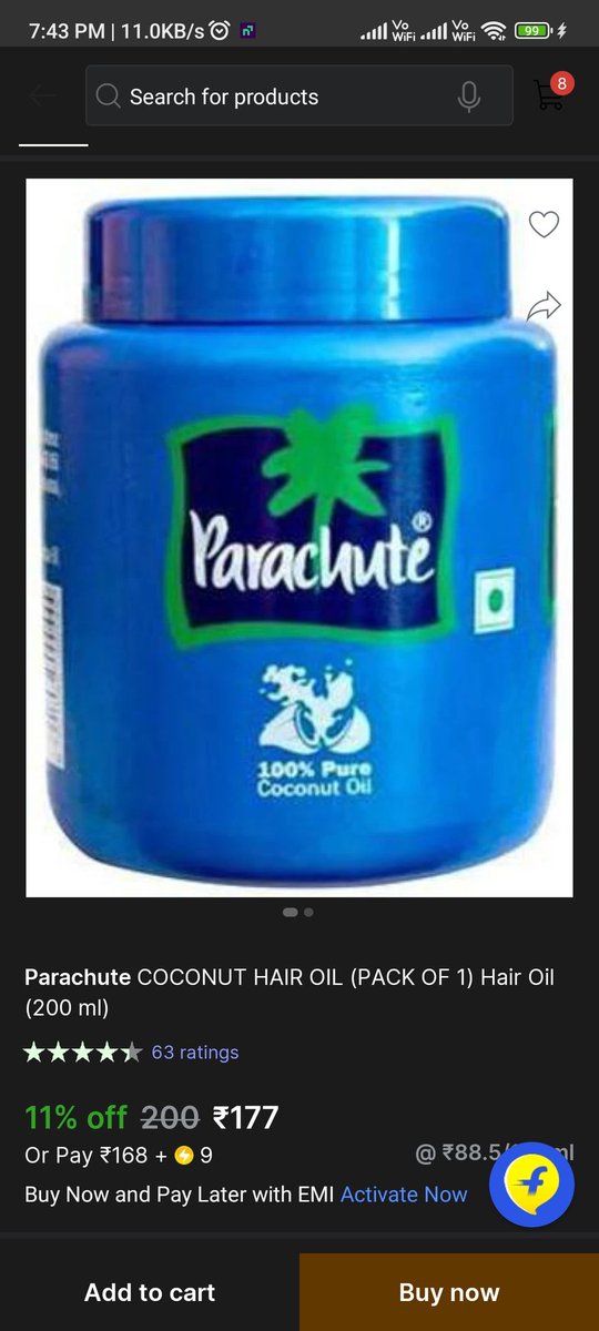 sree7star's tweet photo. Take a look at this Parachute COCONUT HAIR OIL (PACK OF 1) Hair Oil on Flipkart
https://t.co/zaA4THb5vw
While the MRP is 95... @Flipkart is selling this product @ 177 INR after 11% discount https://t.co/StWcRfPQfU