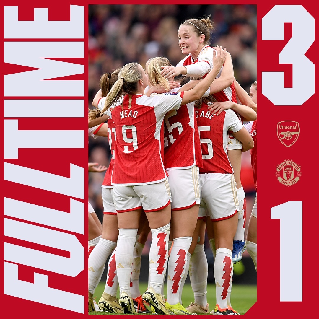 FT. Arsenal 3-1 Man United 

What a game by the Ladies!!

#ARSMUN