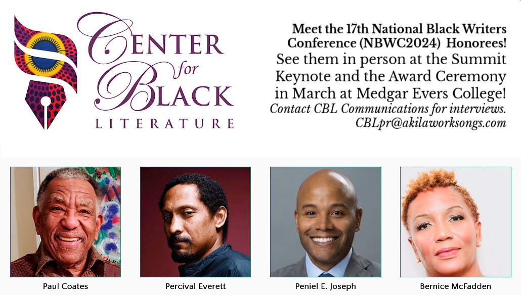akilaworksongs's tweet photo. We're so excited about @Center4BlackLit presenting, once again, the Nat'l Black Writers Conference (March 20 - 23). #NBWC2024 promises to be one of CBL's biggest gatherings of #BlackWriters!
S/O to @Bkreader for sharing: https://t.co/AZVgYLSPxV

Follow @Center4BlackLit for more! https://t.co/lX5Tf59K7a