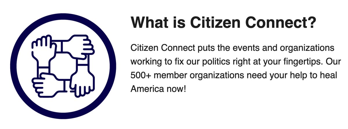 Ran across Citizens Connect, a nonpartisan umbrella group of 500 orgs working to 'find ways to heal our political divides and strengthen our democracy.' Seems useful for #socialstudies teachers. citizenconnect.us #sschat #civics #govchat