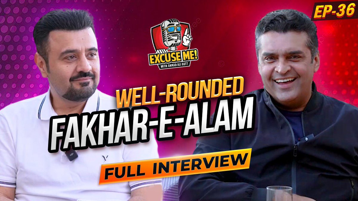 Excuse Me with Ahmad Ali Butt | Ft. Fakhar-e-Alam | Latest Interview | E... youtu.be/aB0zIUh0pGU?si… via @YouTube #PSL2024 #thepavilion #Cricket