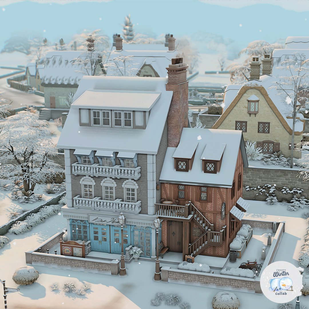 Old Henford Roastery ☕

• Price: § 121.275
• Lot size: 30x20  
• Lot type: Café (works as a library)
• Collab: #frostywintercollab
• Gallery ID: Gloomydahlia   

#TheSims4 #ShowUsYourBuilds @TheSims