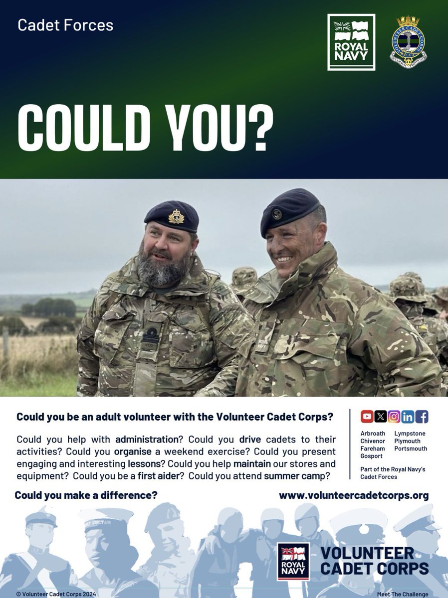 COULD YOU? We are actively looking to recruit Volunteers to join our ranks! We are looking for - •Admin staff •Uniformed instructors •Service helpers Why not try something new this year and volunteer with us! Contact us for more information and join our team TODAY!