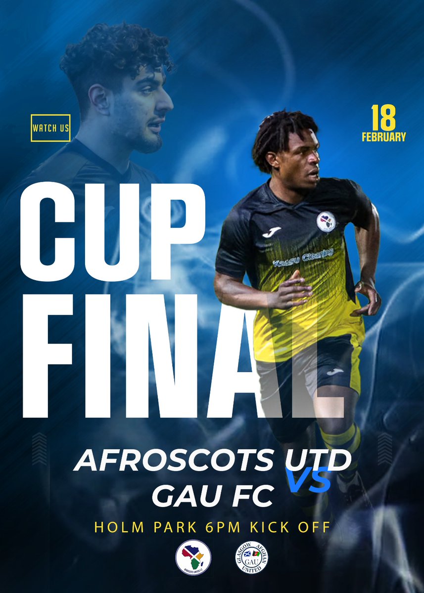 SUFL Cup FInal tomorrow evening at Holm Park🏆⚽️ 🆚 @GlasgowAU 🗓️ Sunday 18 February 📍 Holm Park 🏆 SUFL 🕝 6pm Kick Off 💷 Free entry #afroscots