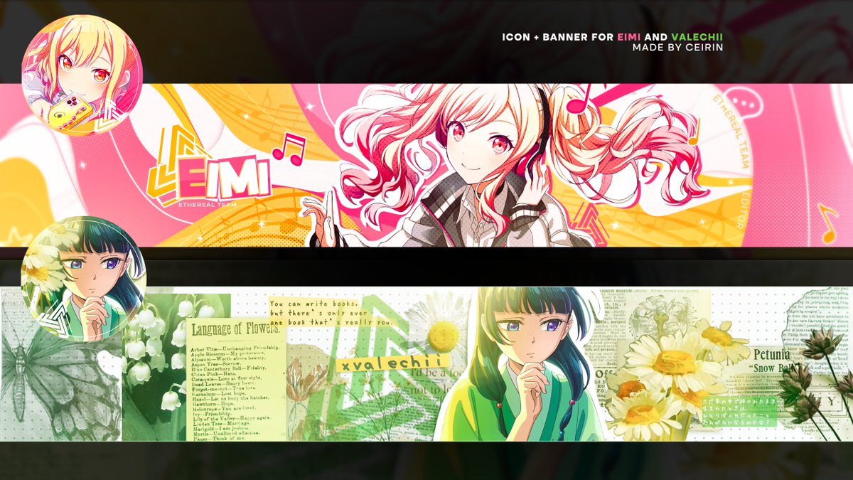 ceirin_'s tweet photo. Made some banners for two of my friends to rep their team in style. ✨
@floweralyciaa @eimitrash https://t.co/0W8bf17R84