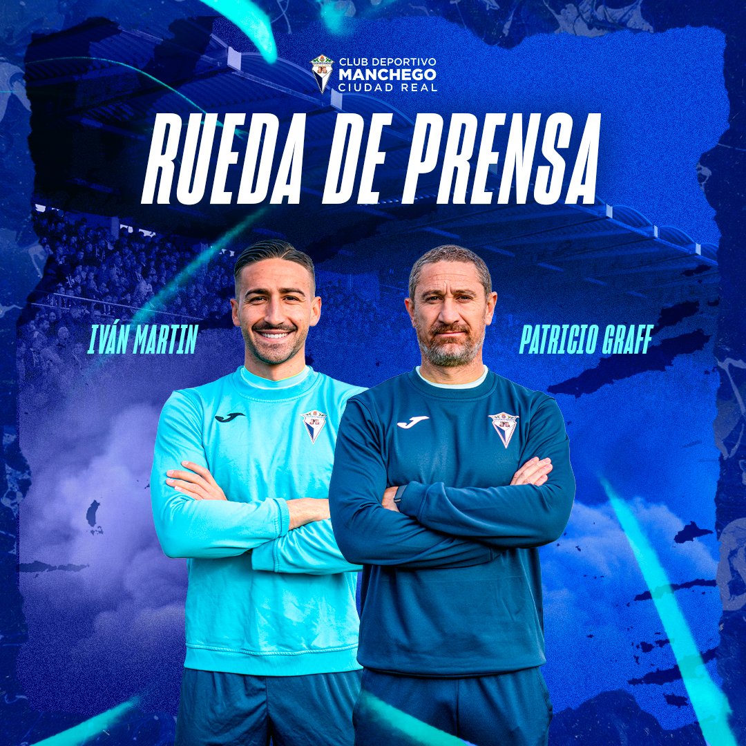 🔵 RUEDA DE PRENSA ⚪️

El míster Patricio Graff e Iván Martin comparecerán ante la prensa en la previa al encuentro ante el Racing Cartagena Mar Menor.

Las declaraciones íntegras serán publicadas en nuestras redes sociales.

#AupaManchego 💙🤍