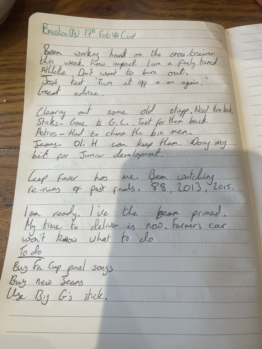 🚨🚨GRIFFS DIARY🚨🚨 The big man has cup fever but is not neglecting his duties as an elder statesman of the club. #Bleedgreen

<a href="/hockeygriffy/">Michael Griffiths</a> <a href="/c_griffiths12/">Chris Griffiths</a> <a href="/tim_horsler/">Tim Horsler</a> <a href="/CreedBrendan/">Brendan Creed</a> <a href="/thereversestick/">The Reverse Stick🌏🏑🎙</a> <a href="/7Forsyth/">Alan Forsyth</a> <a href="/adamharriman113/">adamharriman113</a> <a href="/Tim_idoine/">Timothy Idoine</a> <a href="/LouieMorris11/">Louie Morris</a> <a href="/AdamjThomo/">Adam Thompson</a>