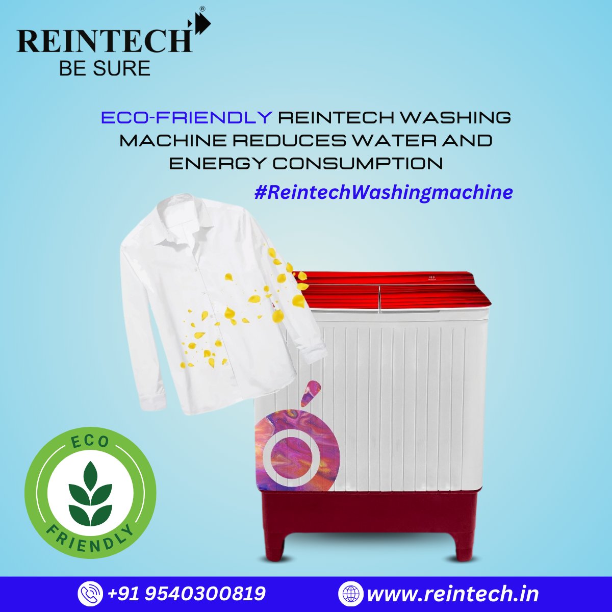 The eco-friendly Reintech Washing Machine reduces water and energy consumption, making it better for the environment 🌱

#Reintech #Besure #washingmachine #makeinindia #brand #vocalforlocal #EcoFriendlyHome #SustainableLiving #GoGreenWithReintech #environmental #SaturdayVibes