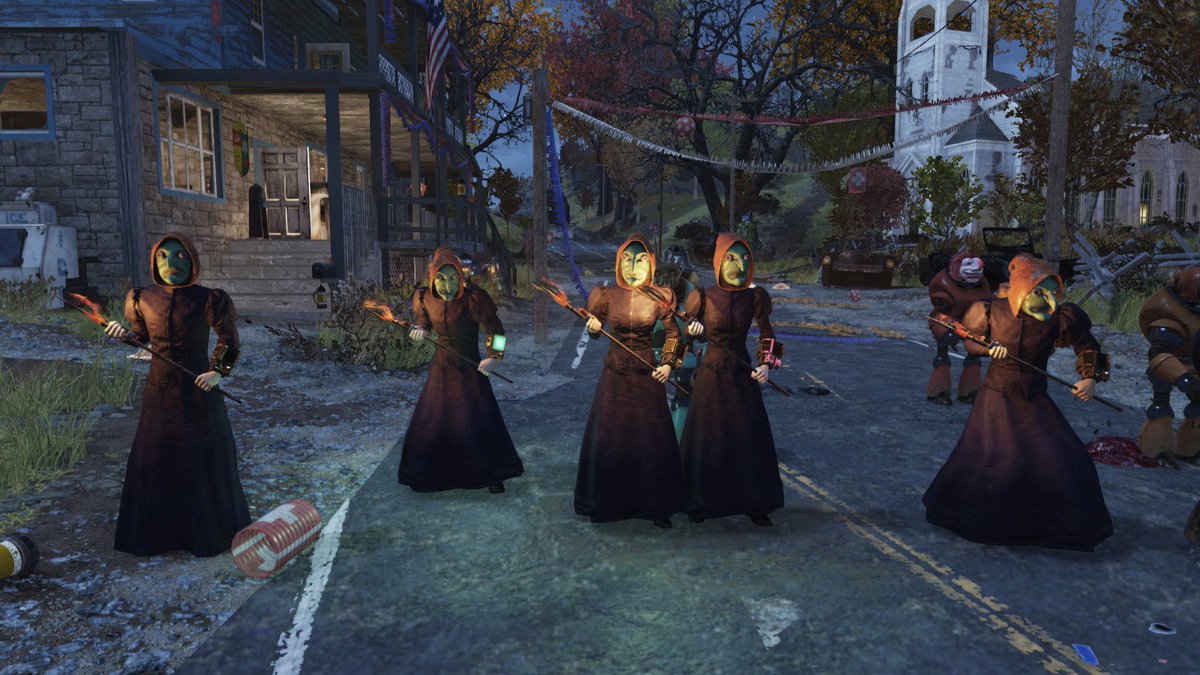 Community fun with Fasnacht on FO76. Turning a few heads.  With the wild Patch and Tesla Twins communities.  Thank you for joining in.
