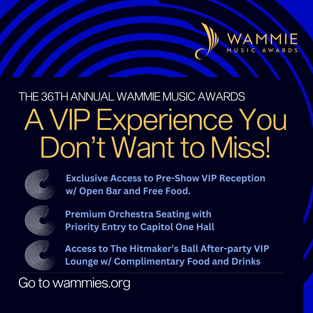 Join us for an unforgettable experience at The 36th Annual Wammie Music Awards! Get your tickets now and don't miss out on the VIP treatment! 🎶✨ #wammiemusicawards