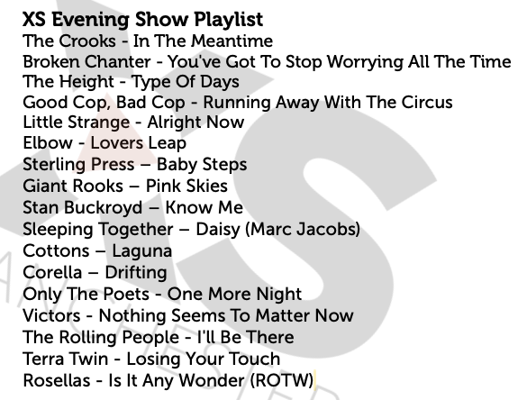 I'm not on #XSEveningShow next week with the lovely @shellzenner sitting in instead... and MAN, does she have some good new stuff to play! New adds for @onlythepoetsuk @victorslive @TRPofficial and @terratwin_ with those brillisant local lads @RosellasBand as Record of the Week.