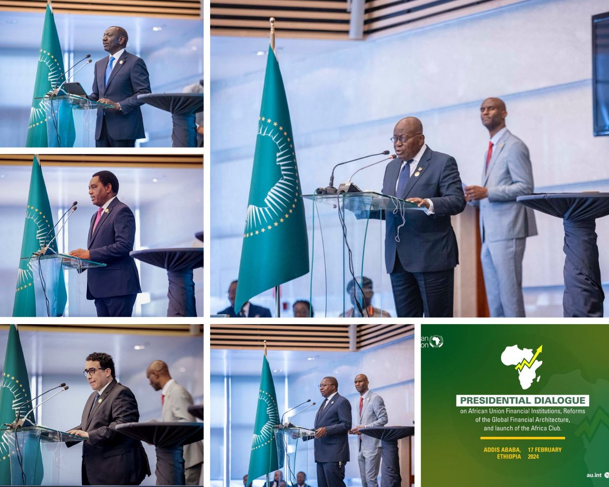 OleLeshan's tweet photo. Currently attending the Presidential Dialogue on African Financial Institutions at the margins of the African Union Heads of State Summit. 

Strengthening the connection between debt financing and growth returns is essential for debt sustainability.  #YRC23 #BeTheFutureToday https://t.co/mWmxqT9fSV
