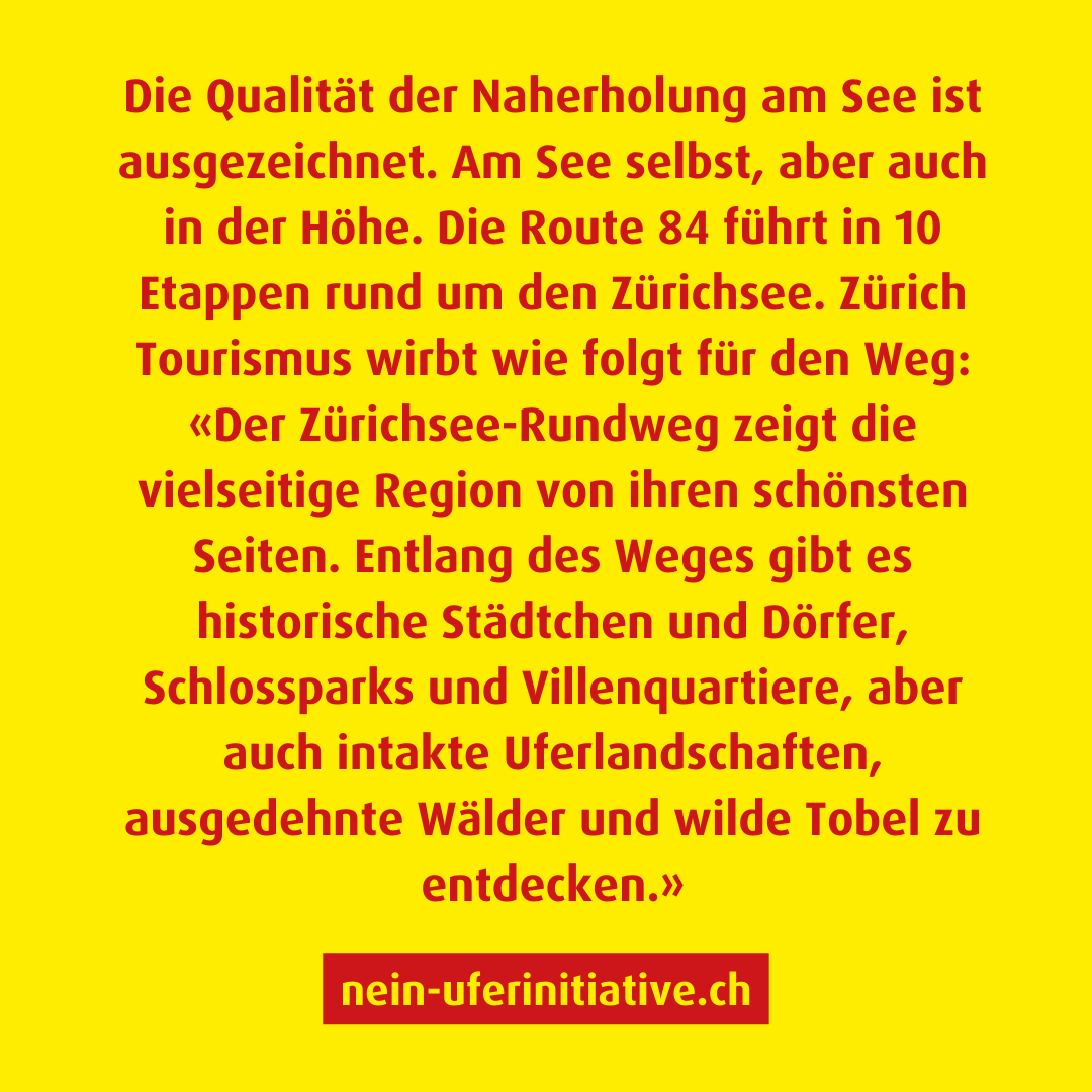 UferiniNein's tweet photo. Die Route 84 führt in 10 Etappen rund um den Zürichsee. Die Uferinitiative braucht es nicht. 

#Züriseegnüsse #UferinitiativeNein https://t.co/lwsIHeJd5y
