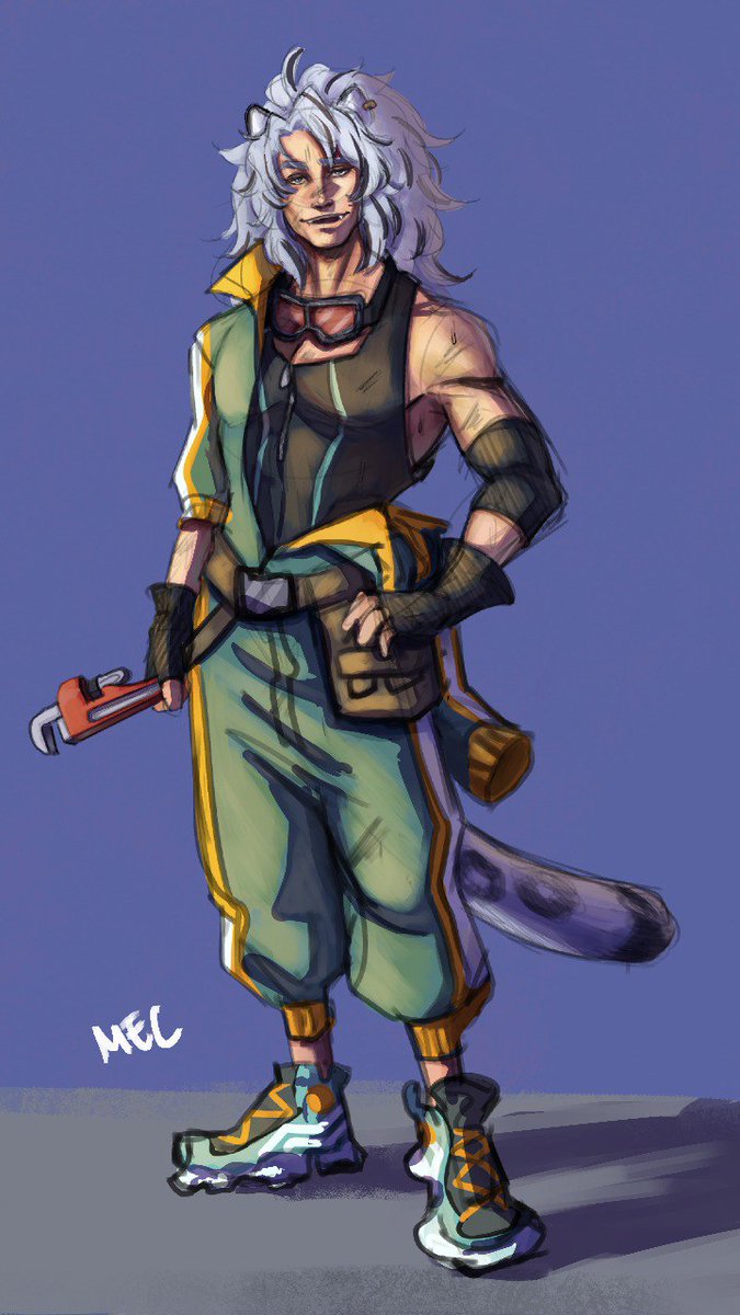 I did some sketches for Astras' working clothes as a mechanic