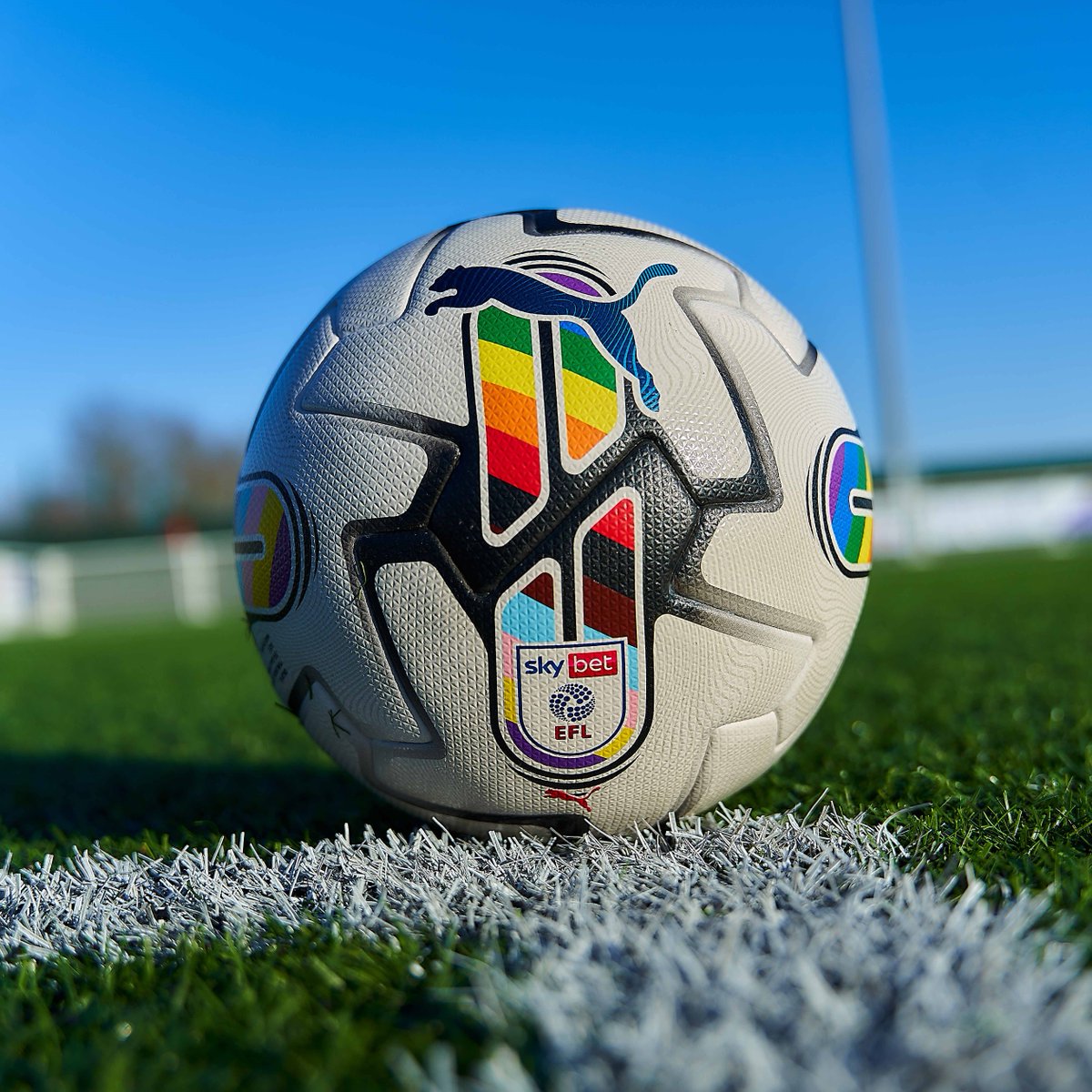 WFCOfficial's tweet photo. We're delighted to be using the Rainbow Ball for today's match - the first to be used in English professional football.

For every goal scored with the Rainbow Ball, PUMA will donate to an LGBTQ+ Fans for Diversity Fund.

#EFLTogether | #LGBTplusHM https://t.co/2rIiWUlZE8
