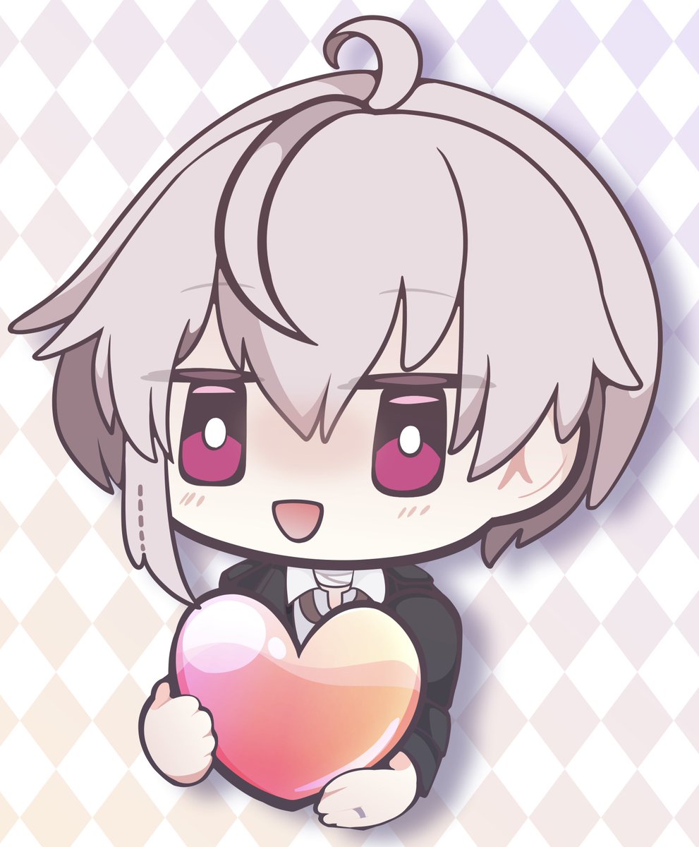 solo 1boy male focus heart chibi smile shirt  illustration images