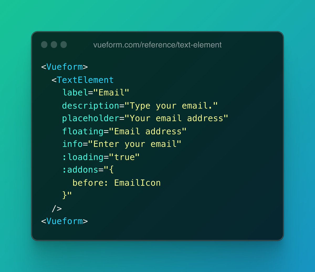 bereczadam's tweet photo. Set accessible decorators for @vueform elements:
- Clear labels
- Detailed descriptions
- Handy placeholders
- Dynamic floating labels
- Quick-help info icons
- Feedback-loading spinners
- Contextual prefix/suffix
https://t.co/vLloBE2Zjj https://t.co/Ow6qTCqaLJ