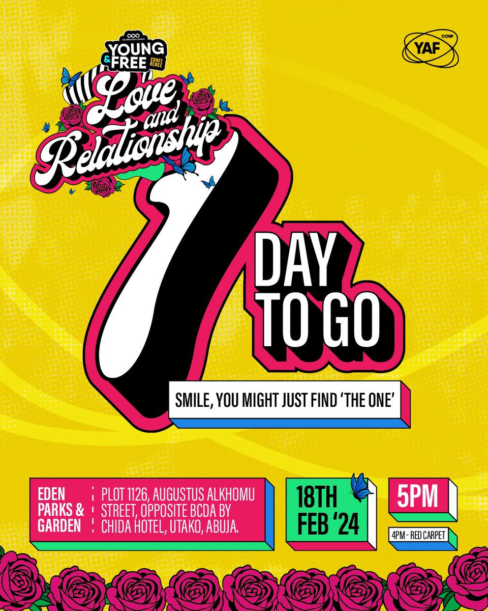 cci__global's tweet image. Just 1 day to go before the much-anticipated Young &amp;amp; Free Conference! 💃

Got your ticket yet? If no, click the link in our bio to register.
#yafcon2024 #yaf #loveandrelationship