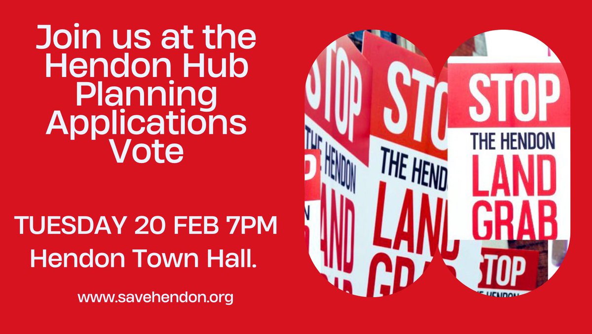Please come support our neighbours who are speaking out against the HENDON HUB at the Strategic Planning Meeting on Tuesday 7pm Hendon Town Hall #StopTheHendonLandGrab #SaveHendon