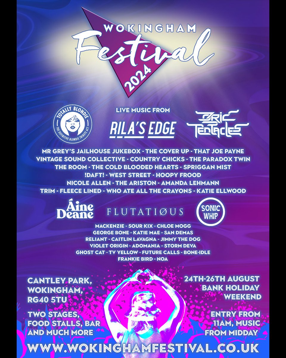 Line-up Announcement! Tix - wokinghamfestival.co.uk/shop

<a href="/OZRICSOFFICIAL/">Ozric Tentacles</a> <a href="/rilasedge/">RILA'S EDGE</a> <a href="/thearistonband/">The ∆riston</a>  <a href="/TheParadoxTwin_/">The Paradox Twin</a> <a href="/thatjoepayne/">That Joe Payne</a> <a href="/sandemasmusic/">sandemasmusic</a> @chloemogg <a href="/SourKix/">Sour Kix</a> 
<a href="/amandalehmann25/">Amanda Lehmann</a> 
<a href="/hoopyfroodmusic/">Hoopyfrood</a>