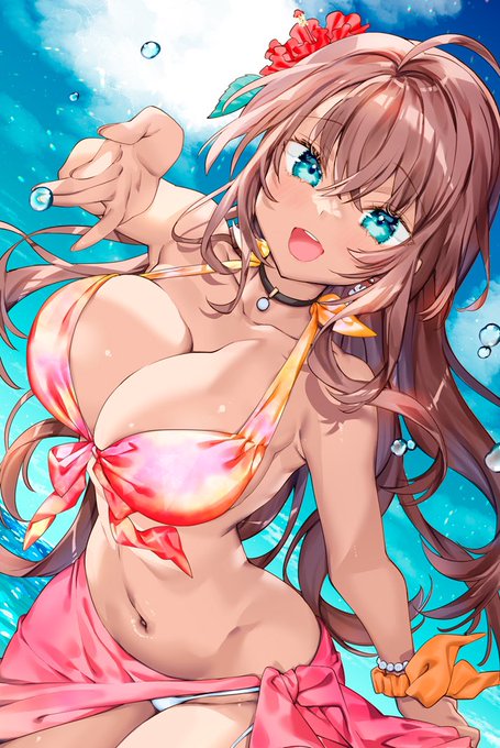 Skeb納品しました! 南国娘のリクエストで大人向けの差分もあります🫶(トリミングしてます) とてもとても喜んで頂けてブーストもありがとうございました…!😭✨  #commission