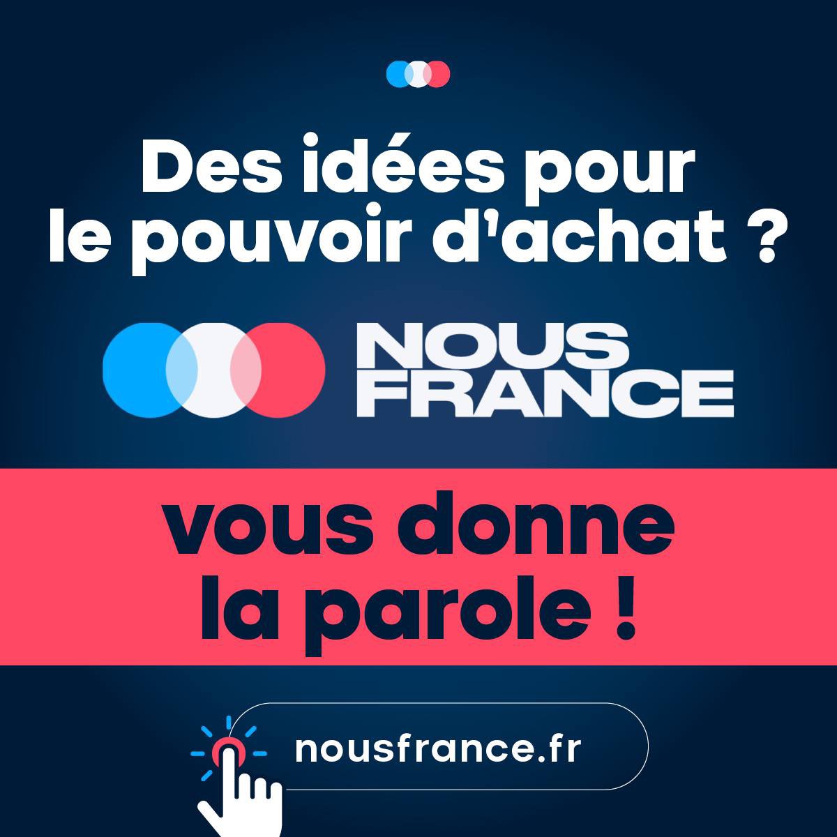 👛 Augmentations en cascade : électricité, péages, mutuelles, alimentation... le #PouvoirDachat est mis à mal par le Gouvernement Macron. Car la France, c'est vous, c'est nous tous, #NousFrance vous donne la parole. 💡 Donnez-nous vos idées sur : nousfrance.fr !